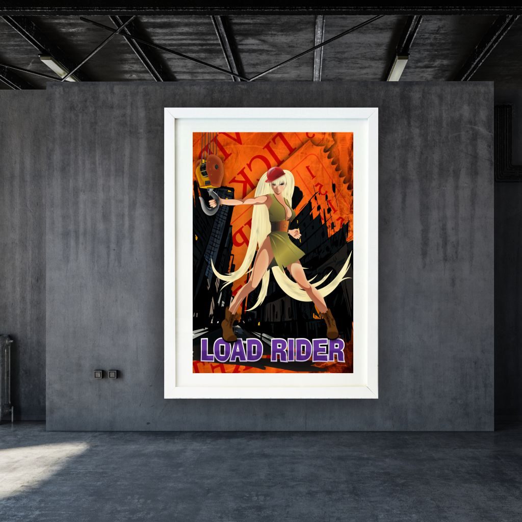 digital-art-lonesome-rider-poster-white-frame