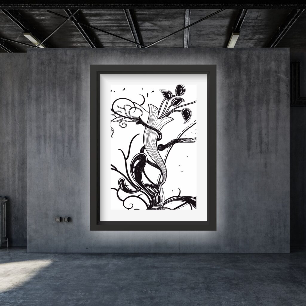 vigneti del sole line art-poster-in-black-frame