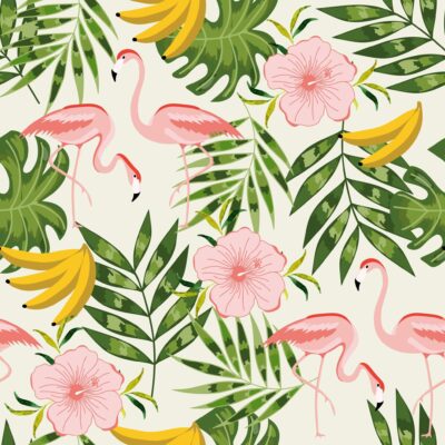 hibiscus-flamingo-wallpaper-pattern-flora-fauna