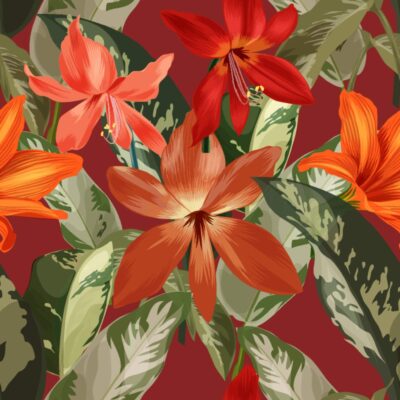 hibiscus-red-wallpaper-pattern-flora-fauna