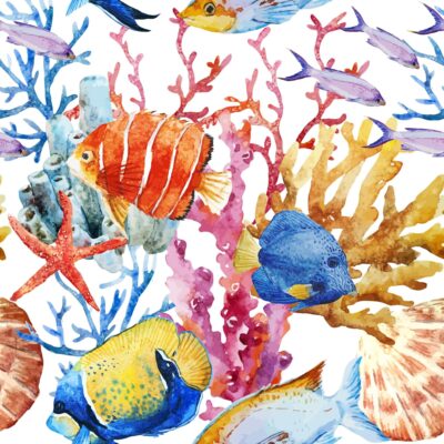 sea-life-wallpaper-pattern-flora-fauna